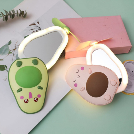 Espejo De Maquillaje Luz Led, Ventilador, Recargable, Aguacate