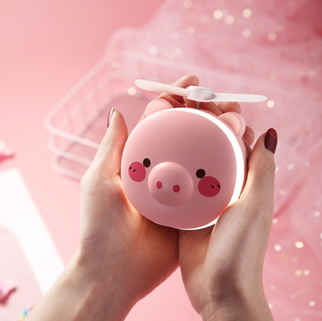 Espejo De Maquillaje Luz Led, Ventilador, Recargable, Pig
