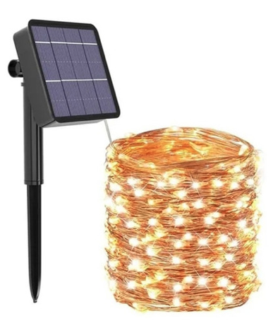 Guirnalda Luces Solares Exterior 24m Decoración Navideña Luz